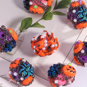 Megan ลูกปัดรูตรงรูปแมงมุมฟักทองผีฮาโลวีนทำด้วยมืออุปกรณ์เสริมสำหรับปากกาลูกปัดโทรศัพท์แบบ DIY - Product Image 3