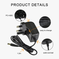 Adaptador de Pared con Enchufe Intercambiable de 16.8W 12V 1.4A, Enchufe Intercambiable para UE, Reino Unido, EE. UU., Australia, OVP, OCP, SCP, Sensor LED para Humidificador, CE, UKCA, RoHS, OEM