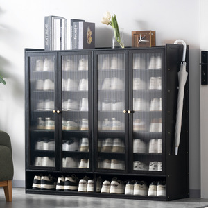 <b>Shoe</b> Cabinet With Glass Doors Dustproof Storage For Entryway Hallway Balcony Multi <b>Functional</b> <b>Shoe</b> Rack Black - Product Image 1