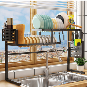 Đôi kim loại kệ trên bồn rửa chén khô kệ với nhà bếp đồ dùng drainer lưu trữ giá - Product Image 3