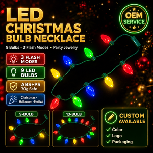 Collana di Luci LED Natalizie Colorate Lampeggianti, Gioielli Luminosi per Feste, Collana con 9 e 13 Lampadine per Capodanno <span class=keywords><strong>Felice</strong></span> - Product Image 1