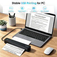 HZTZ Printer Thermal Portabel untuk Dokumentasi Bisnis Artis Tato, Multi-Ukuran, Resolusi Tinggi 203dpi, USB/Nirkabel