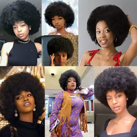 Courtes Perruques Pixie Afro Crépues Bouclées Sans Colle 100% Cheveux Humains Brésiliens Bruts Perruque Frontale en Dentelle HD Transparente 13X4 pour Femmes Noires