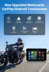 Otttocast عالمي IP67 مقاوم للماء شاشة لمس 5 بوصة لاسلكي مشغل سيارة و أندرويد عرض تلقائي للدراجة النارية