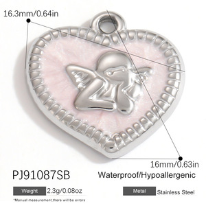 SUMMLY Lindo Colgante de Concha con Diseño de Tacón Alto, Corona y Cereza, con Esmalte Rosa y Zirconia, Chapado en Oro de 18K, Impermeable, para Regalo Unisex - Product Image 3