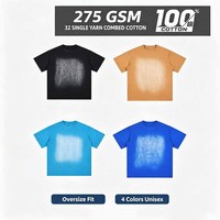 T-shirt personnalisé unisexe pour homme, coupe ample, col rond, manches courtes, effet délavé vintage, vente en gros