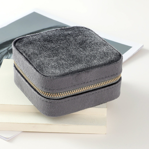 Custom Logo Portable Travel Jewelry Box <b>Small</b> Velvet Case for Ring Earring Organizer for Necklaces Home Decor Storage Box - Product Image 3