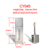 CY045 Wholesale10ml Tube de brillant à lèvres carré personnalisé de haute qualité récipient de blush liquide transparent vide avec grand pinceau en stock