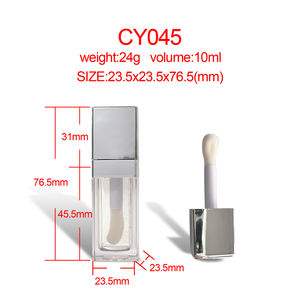 CY045 Bán buôn 10ml Ống son bóng vuông chất lượng cao, tùy chỉnh, trong suốt, đựng son môi dạng lỏng, có cọ lớn, có sẵn trong kho - Product Image 6