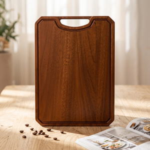 Planche à découper en bois massif avec poignée et rainure pour les jus, grande planche à découper en bois pour la cuisine - Product Image 3