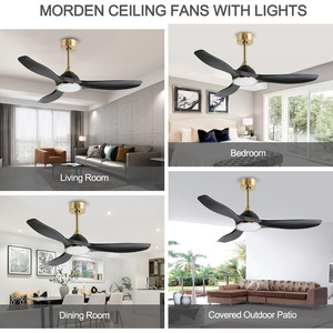 Ceiling Fan Light With Led Light Fixed Blade Flush Mount For Living Room Bedroom Home Restaurant - Product Image 2