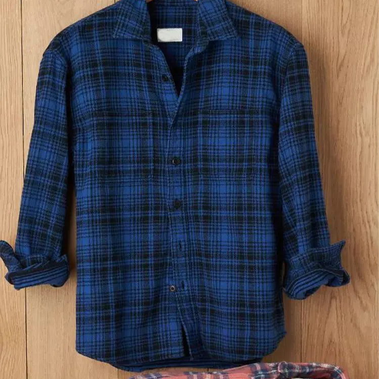 New Design Long-Sleeve Wholesale Men Custom Flannel Shirts Heavyweight Oversized