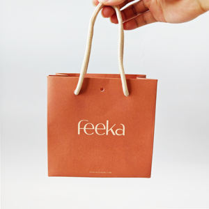 Bolsas de Papel para Compras de Lujo al por Mayor, Personalizadas con su Propio Logotipo, Hechas de Cartón Recubierto, con Cinta Decorativa - Product Image 1