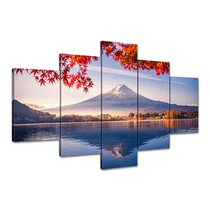 Moderne minimalist ische Hintergrund wand dekoration Kunst 5-teiliges Set Mount Fuji Landscape Canvas