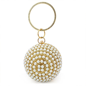Women's ABS Spherical Dinner Banquet Small Clutch Shoulder <b>Bag</b> with Diamond Accents Pearl Design Chain Strap Spring 2025 - Product Image 5