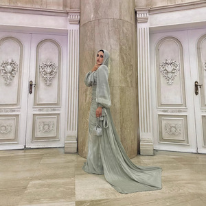 Y-4 Abbigliamento Islamico Moda Modesta Caftano Abito di Lusso in Organza da Donna Lucido ed Elegante con Volant Abito da Sera - Product Image 2