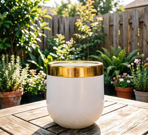 <span class=keywords><strong>Pot</strong></span> <span class=keywords><strong>de</strong></span> fleurs en fibre <span class=keywords><strong>de</strong></span> verre blanc, livraison gratuite, avec ligne dorée, <span class=keywords><strong>peinture</strong></span> buccale - Product Image 4