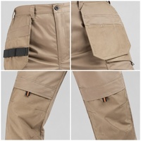 Pantalon de travail durable bicolore beige avec poches pour genouillères, pour mécaniciens, électriciens, logistique, uniforme de sécurité
