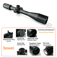Lunette de visée longue portée BoWei 10-60X50 SFIR SFP HD avec lentille optique, tube de 30 mm, éclairage rouge, mise au point latérale, pour la chasse et la tactique