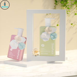 عبوة شامبو بلاستيكية من البولي إيثيلين عالي الكثافة (HDPE) قابلة لإعادة التدوير بسعة 300 مل/500 مل/750 مل مع مضخة لوشن بتصميم زهرة ثلاثية الأبعاد، عبوة تجميل من مواد معاد تدويرها (PCR) للشامبو والغسول - Product Image 5