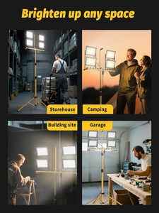 32000 Lumen Aluminum <b>LED</b> Work <b>Light</b> Stand Remote 4-Head 280W Portable Tripod 16.5FT IP65 Waterproof Glass 3000K-6000K Adjustable - Product Image 6