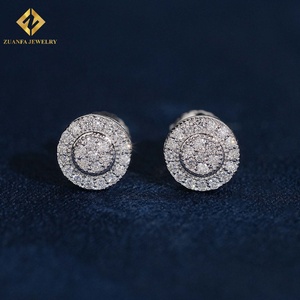 Luxury Fashion Jewelry <b>Earrings</b> Iced Out Cluster <b>Earrings</b> Wedding Gift Lab Grown Diamond 925 <b>Silver</b> <b>Stud</b> <b>Earrings</b> Screw Back - Product Image 3