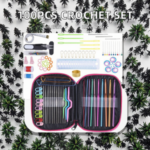 ชุดอุปกรณ์งานถักนิตติ้งครบชุดสำหรับงานหัตถกรรมงานถักไหมพรมพร้อมตะขอรูปสี่เหลี่ยมสไตล์เรียบง่าย100ชิ้น - Product Image 3