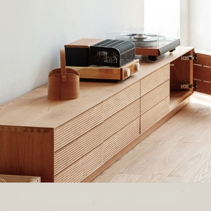 <span class=keywords><strong>Meuble</strong></span> TV sur mesure en bois massif avec tiroirs cannelés, console multimédia en chêne et noyer, <span class=keywords><strong>buffet</strong></span> de rangement <span class=keywords><strong>bas</strong></span> - Product Image 2