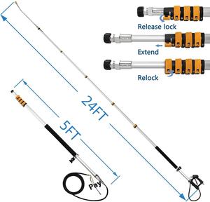 Brosse de nettoyage de vitres à haute pression alimentée par l'eau, télescopique, portative, en aluminium, jetable, 4000 psi, pour nettoyeur haute pression domestique - Product Image 2