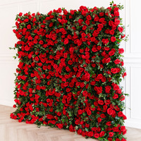 Panneau HK-FW018, mur de fleurs artificiel en soie 5D, rouleau de fleurs pour mariage, toile de fond 8*8 pieds, mur de fleurs roses enroulable, mur de fleurs 3D