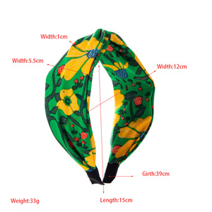 花卉印花头带 女式宽幅交叉结头带 打结时尚发带 - Product Image 2