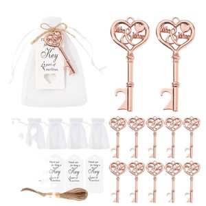 Llavero abridor de botellas con colgante para boda, recuerdo de fiesta con etiqueta y bolsa para decoración de bodas - Product Image 5