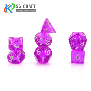 Jeu de dés en plexiglas transparent, ensemble d'accessoires en acrylique, violet, 6mm, 8mm, 10mm, vidéo miniature, plate-forme, dh, d4, d6, d8, d10, d12, d20 - Product Image 2