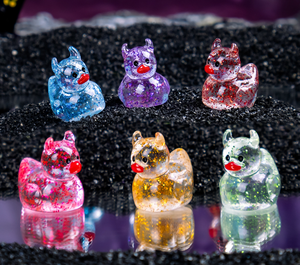 Miniature de canard diable scintillant pour Halloween, accessoires d'artisanat en résine DIY, ornement - Product Image 4