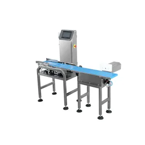 Mesin pemeriksa berat sabuk konveyor online otomatis pendeteksi makanan dan detektor logam timbangan gabungan
