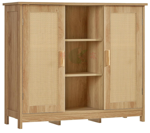 Armoire <span class=keywords><strong>de</strong></span> rangement avec 4 étagères réglables, buffet <span class=keywords><strong>de</strong></span> couleur naturelle pour <span class=keywords><strong>cuisine</strong></span>, salon, entrée - Product Image 1