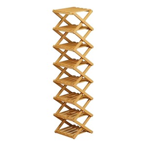 Folding <b>Shoe</b> Rack 26cm X Type Bamboo Material <b>Space</b> <b>Saving</b> <b>Storage</b> For Home Dormitory Entryway - Product Image 2