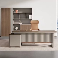 Bureau de direction haut de gamme convertible et extensible en bois massif en forme de L, style moderne et luxueux
