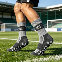 Chaussettes de football antidérapantes en silicone personnalisées de qualité supérieure pour hommes, chaussettes de football mi-mollet avec logo personnalisé