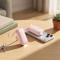 Power Bank Mini Portabel Lucu PD22.5W 5000mAh Bentuk Kapsul dengan Layar LED & Senter untuk Penggunaan Luar Ruangan