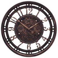 Horloge murale ronde dynamique à engrenages rétro industrielle créative de 45 cm, vente en gros d'usine, pour la décoration de la maison, horloge murale rotative à engrenages antique
