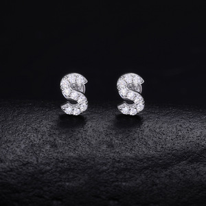 Pendientes Minimalistas <span class=keywords><strong>de</strong></span> Plata 925 con Moissanita y Baño <span class=keywords><strong>de</strong></span> Oro, con 26 Iniciales, <span class=keywords><strong>para</strong></span> Mujer y Hombre, Regalo con Engaste Certificado - Product Image 6