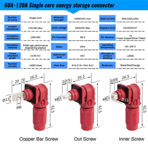 Conector de Cable de Alimentación Automotriz Diwei <span class=keywords><strong>SNT</strong></span> de 6mm/8mm/12mm, 1 Pin, Alto Voltaje 60A-350A, IP68, con Crimpado - Product Image 5