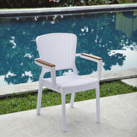 Fauteuil en rotin plastique blanc design moderne chaise de jardin d'extérieur durable