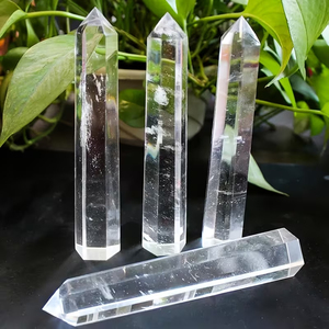 Cristal de Cuarzo Transparente al por Mayor, Punta de Cristal de 6 Lados con Doble Terminación, Torre de Cristal de Vidrio, Piedra Curativa para Chakra Reiki - Product Image 1