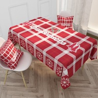 Série de dessins animés 2026 Nordic Red Christmas : Nappe de table basse en coton-lin, imperméable, imprimée et gaufrée, personnalisable, motif quadrillé, pour un intérieur simple.