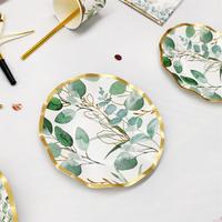 Vaisselle jetable de qualité supérieure DAMAI en feuilles d'eucalyptus pour mariage, anniversaire, fête du thé, dîner, gobelets en papier, serviettes, assiettes