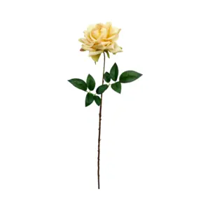 Alat peraga fotografi bunga mawar palsu, mawar kuning buatan untuk hiasan Tengah