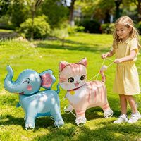 Ballons en aluminium animaux marcheurs avec roues, multicolores, imprimés en sérigraphie, mignons, à tirer, pour enfants, cadeaux de fête d'anniversaire en extérieur