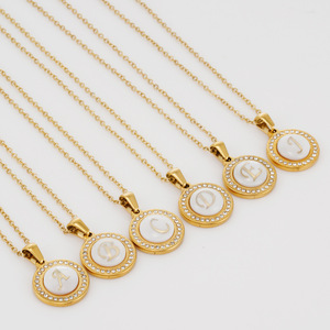 Zogxin Round Letter Pendant Necklace 18K Gold Plated Diamond Encrusted Initial A For Women Fashion Jewelry Daily Wear Gift - Product Image 4